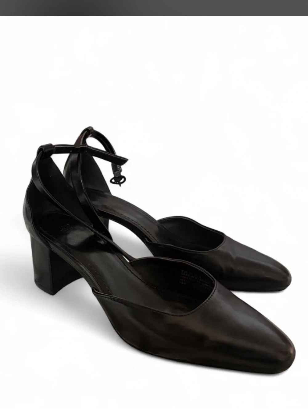 Classic Black Ankle-Strap Block Heel Pumps